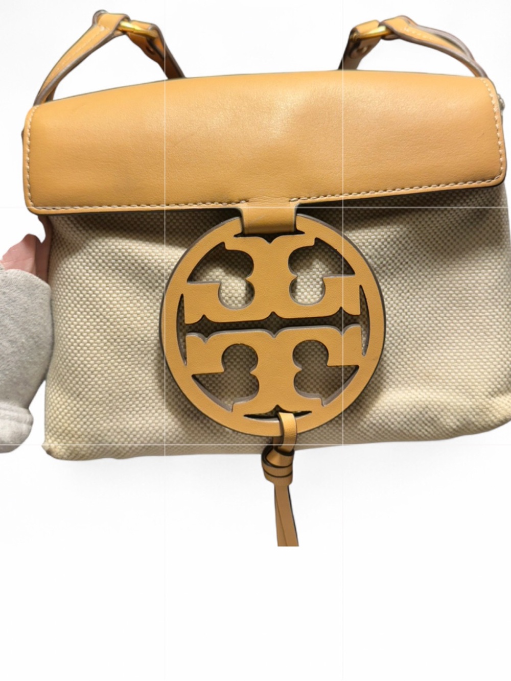 3596 Tory Burch Miller Canvas Crossbody Bag